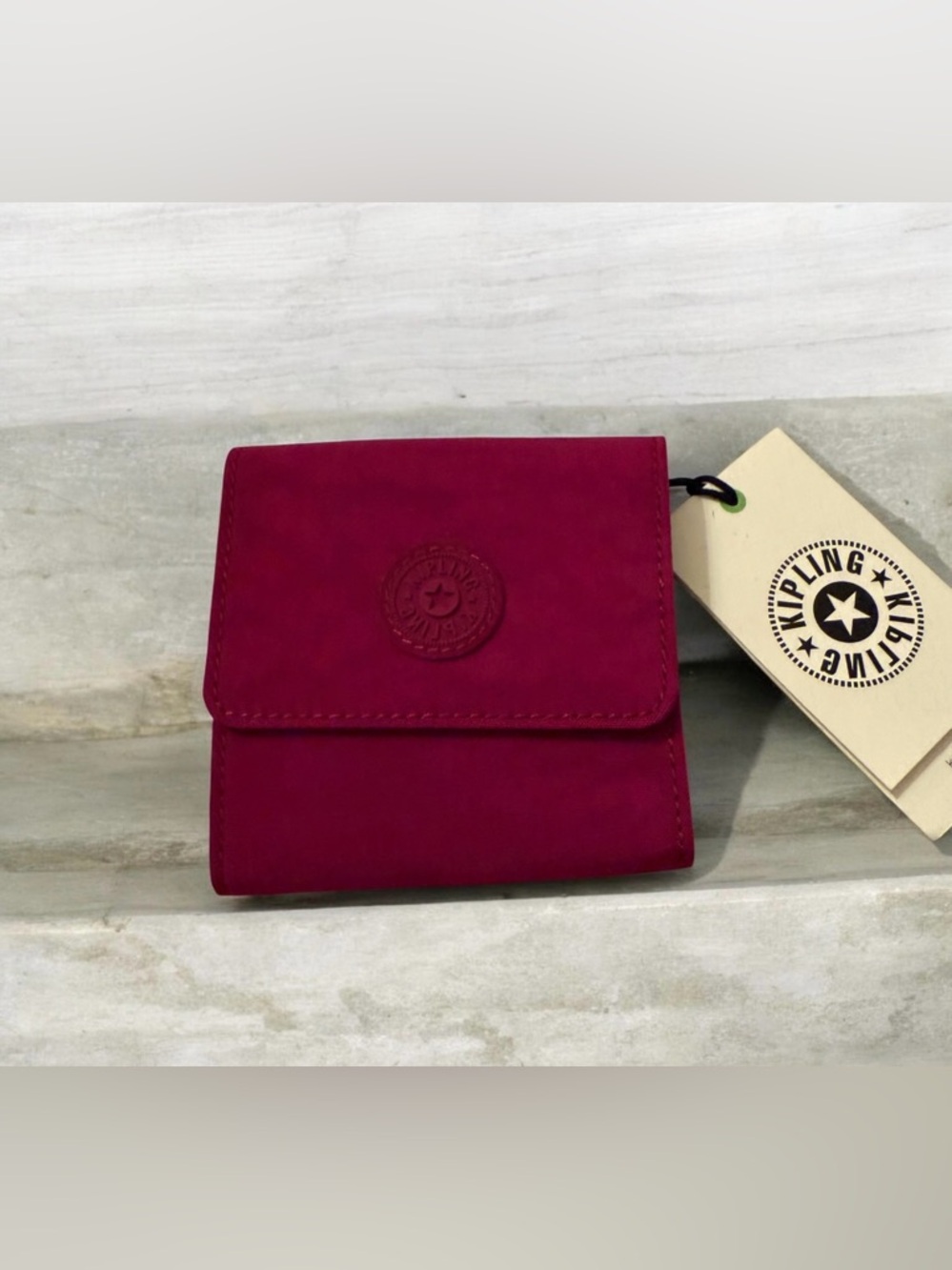 Kipling Cece Small Wallet Trifold Snap Polyamide Purple Fig ( small tear)
